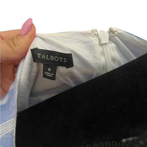 TALBOTS BLUE CLASSIC PREPPY NAUTICAL STRIPED SHIFT DRESS WOMENS SIZE 8 - Picture 7 of 10